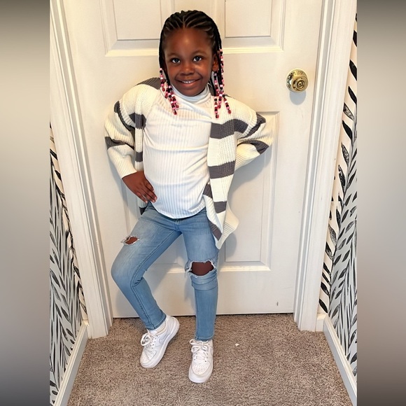 Kids Blue Spice girls size 6 distressed stretch‎ skinny blue jeans with pockets - Picture 4 of 4